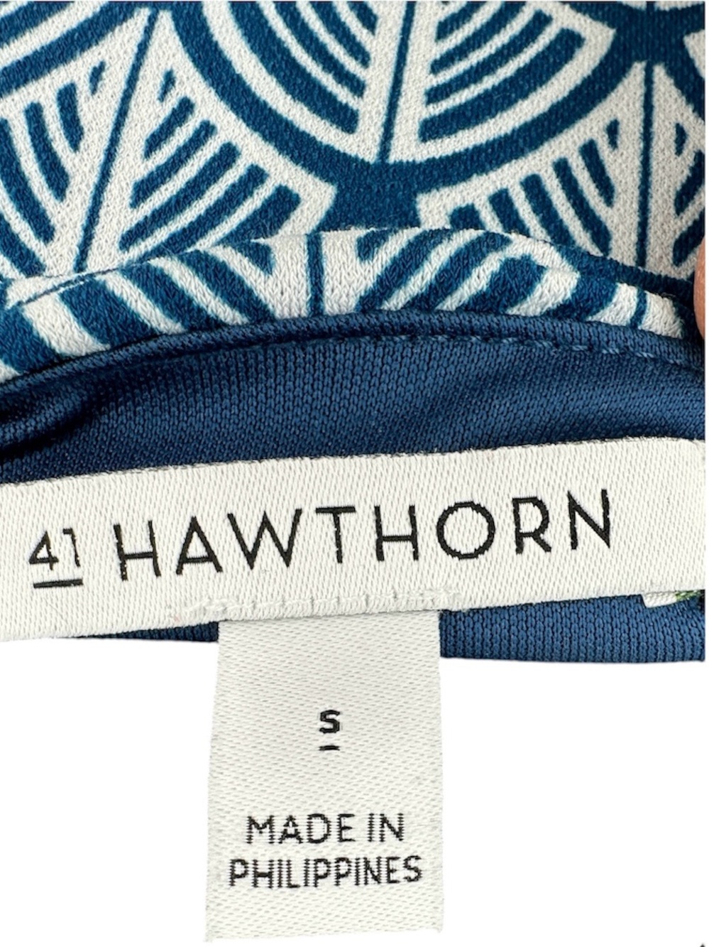 41 Hawthorn Lorene Teal Blue & White Geometric Faux Wrap Knit Dress Small - Picture 8 of 8